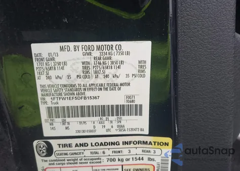 2013 Ford F-150 Xlt z USA, uszkodzony, nr VIN 1FTFW1EF5DFB15367